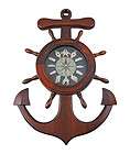 Wooden Ship`s Wheel / Anchor Sailor`s Knot Wall Clock
