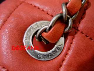 NEW CHANEL HAND HELD TAKE AWAY QUILTED RED AGED LAMBSKIN 2.55 FLAP BAG 