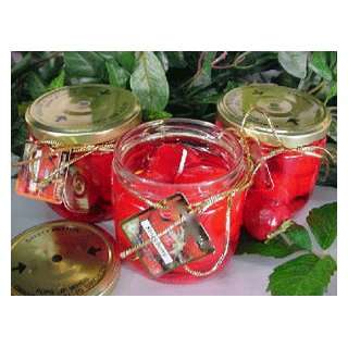  Strawberry Scented Gel Wax Candle in Preserve Jar 10 Oz 