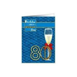  80th Birthday   Geometric Birthday Card Champagne Card 