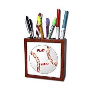  Florene Sports   Baseball With Play Ball In Red   Tile Pen 