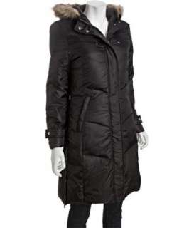Hawke & Co. black quilted down faux fur trim hooded jacket   