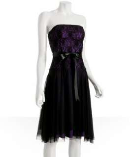 Alexia Admor black purple lace strapless party dress   up to 