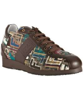 Fendi tobacco mixed zucca spalmati lace up sneakers   up to 70 