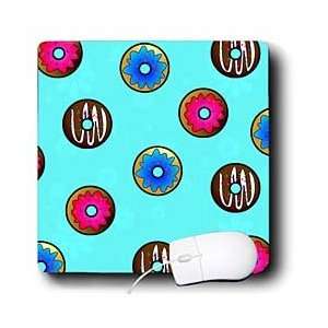   Sweet Treats   Cute Donut Print on Light Blue   Mouse Pads