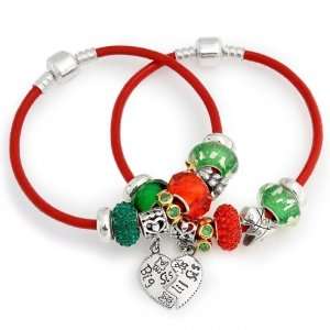   Lil Sis Sterling Christmas Charms Bracelet Set Pandora Style Jewelry