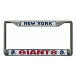   York Giants Chrome License Plate Frame   FREE GIANTS DECAL Automotive