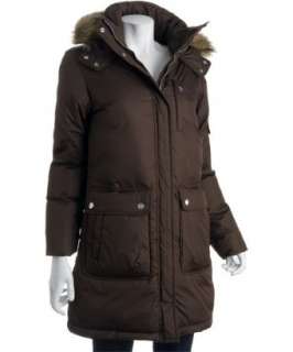 DKNY brown quilted hooded Alana anorak down jacket   up to 