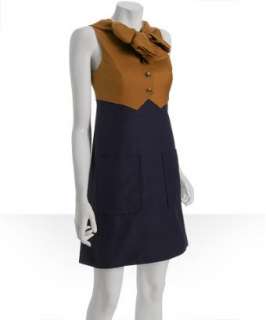 Marc by Marc Jacobs ochre silk shantung Alessandra bow vest dress 