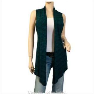  Plus Size Green Open Front Sleeveless Cardigan Clothing