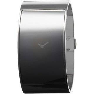   Tone Cuff Bracelet with Black Invisible Flash Dial   Womens Watch