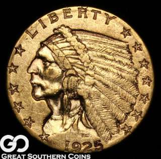 1925 D $2.5 GOLD Indian Quarter Eagle CHOICE AU++  