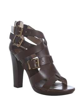 Pour la Victoire chocolate leather Vanna strappy sandals