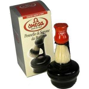 Omega 46065 Shaving Set with Brush, Holder & Soap in Bowl. Free Fast 