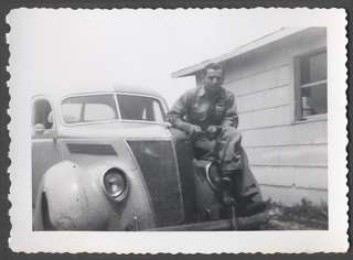 Car Photo Nash Coveralls Man w/ 1937 Ford 670937  