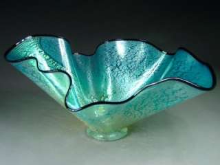 Beautiful Hand Blown Glass Platter Bowl Wave