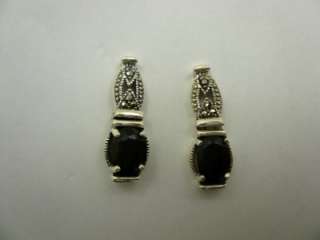 Sterling Silver Marcasite Garnet Amethyst Post Earrings  
