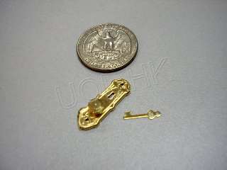 Doll house miniature brass lock and key  