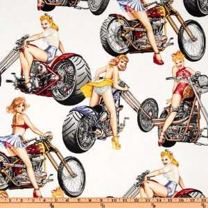  44 Wide Pin Ups Hot Wheels White Fabric By The Yard 