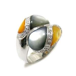 Natural Abalone & Yellow Color Shell with Swarovski Crystal Designer 