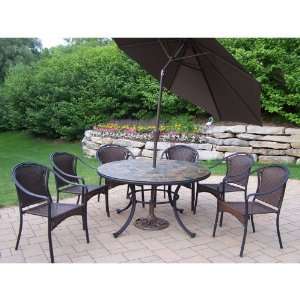  Oakland Living Stone Art All Weather Wicker Patio Dining 