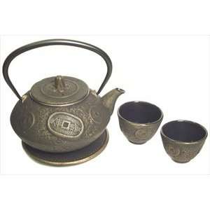  Ancient Coin Cast Iron Tea Set Gold #ts11 06go