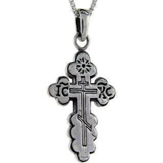  Eastern Orthodox Christian Cross Crystal Pewter Pendant 