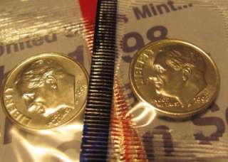 1998 P GEM UNC Roosevelt Dime cut from US Mint Set  