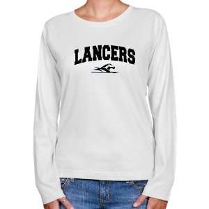 NCAA Longwood Lancers Ladies White Logo Arch Long Sleeve Classic Fit T 