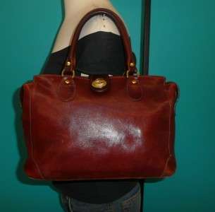Vintage BRAHMIN Brown Leather Satchel Tote Doctor Purse Bag  