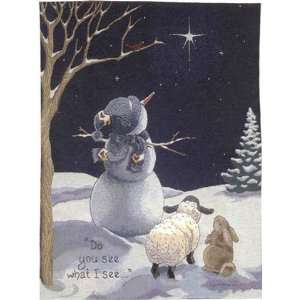    Snowman Star of Wonder Tapestry Wall Hanging