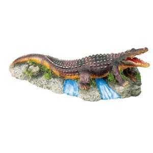  Alligator on Rock Figurine   Cold Cast Resin   4.5 