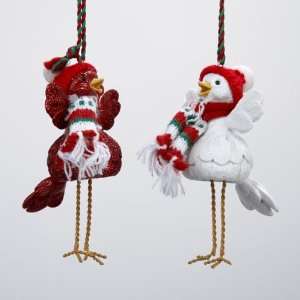 Club Pack of 12 Bird Fiesta Red and White Christmas Ornaments 4.75 