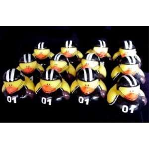   (12) Black & White FOOTBALL Rubber Ducky Duck Duckie Party Favors