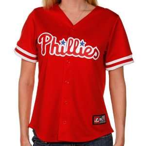   Phillies Womens Replica Jersey   Red (Small)