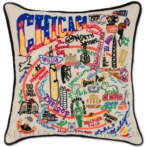 Chicago Pillow. Handmade, Decorative, Embroidered Throw Pillow. FREE 
