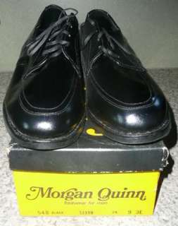 VTG STYLE MENS BLACK TIE OXFORD CASUAL DRESS SHOES #MQ548 NEW OLD 9 XW 