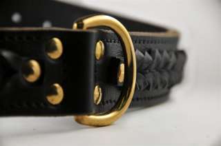 Quality Leather Wide Double Ply Braided Dog Collar  