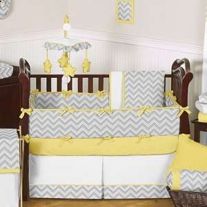  Gray and Yellow Zig Zag Baby Bedding   9pc Crib Set by 