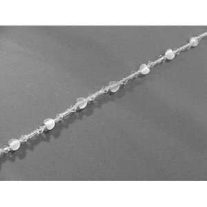   White Glass Hearts & Crystals Magnetic Clasp Anklet 