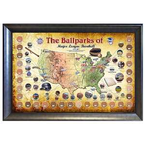  Major League Baseball Parks Map Framed Collage with Game 