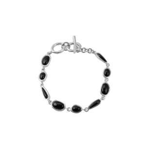  Barse Sterling Silver Onyx Link Bracelet Jewelry