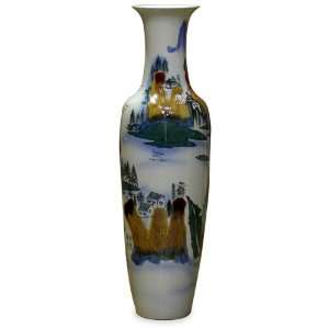  55H Porcelain Scenery Design Vase