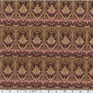  45 Wide Tulip Nouveau Bouquets Brown/Pink Fabric By The 