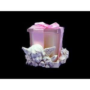  Baby Keepsake White Finish Cherub Head w Gift Box Candle 