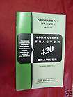 JOHN DEERE 420 CRAWLER TRACTOR OPERATORS MANUAL 420C