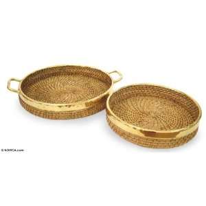  Brass and cane trays, Classic