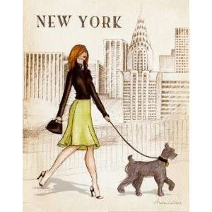Fair Lady Walking Her Dog 