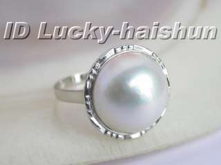 AAA natural white South Sea Mabe Pearls Rings #8  