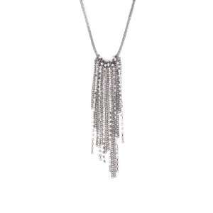 Simply Vera Wang Jet and Simulated Crystals Long Fringe Necklace